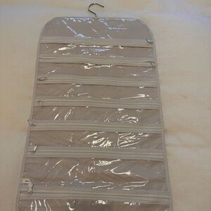 Hanging Clear Jewelry Organizer - Beige Trim